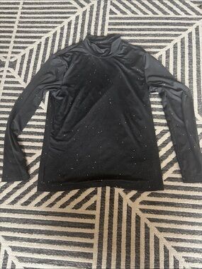 Black Sparkle Long Sleeve Turtleneck Top